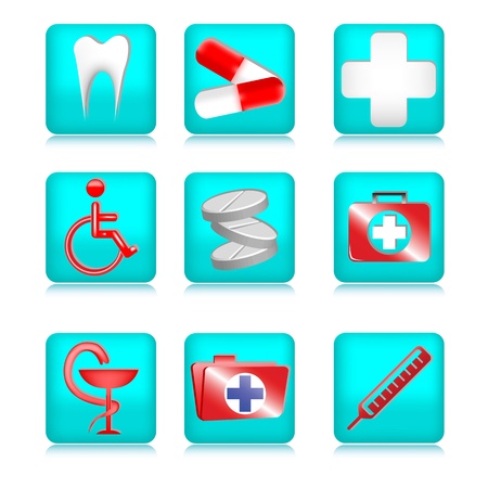 Set of medical icons made ??in blue on a white backgroundのイラスト素材