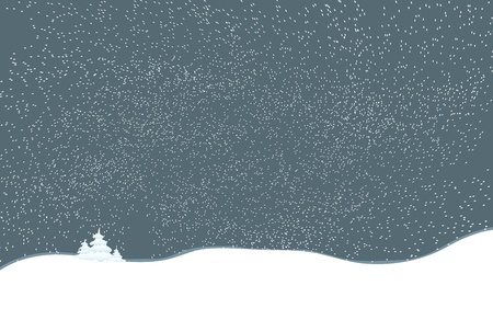 Christmas night landscape with trees and falling snowのイラスト素材