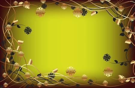 Vector frame with gold flowers on a dark backgroundのイラスト素材