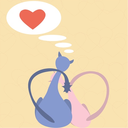 Two cute cats symbolize love and mutual feelings for each otherのイラスト素材