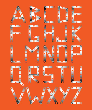 Original metal font in the style the designer on a gray backgroundのイラスト素材