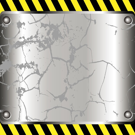 Metal grunge background with yellow warning stripeのイラスト素材