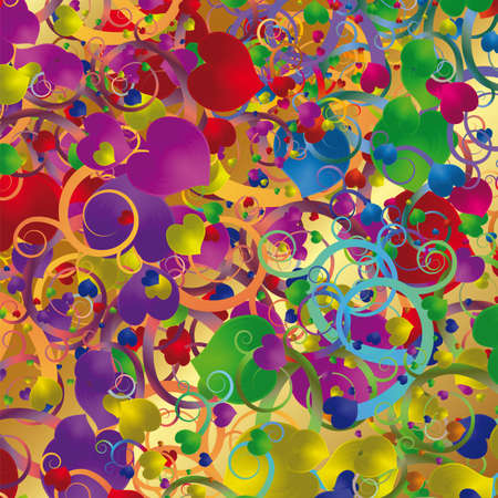 Abstract background with multi-colored hearts for your designのイラスト素材