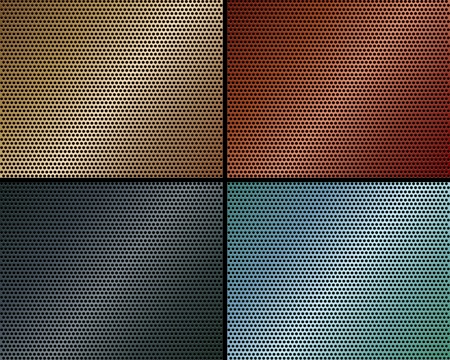A set of metal backgrounds of perforated metal of different colorsのイラスト素材