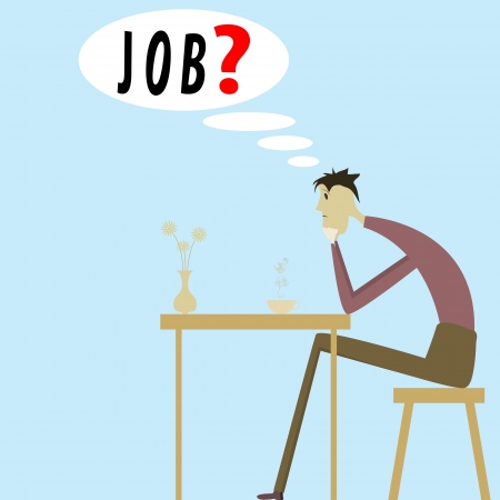 Unemployed sad young man and the problem of unemploymentのイラスト素材