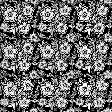 Seamless monochrome floral pattern for your designのイラスト素材