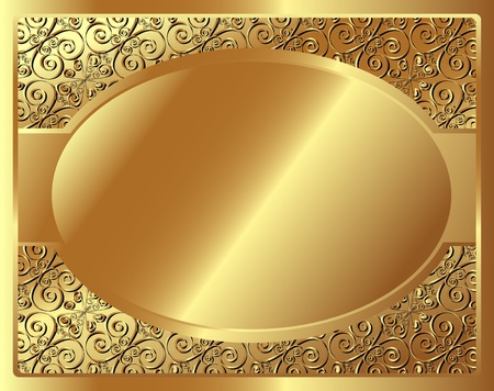 Gold frame with pattern and place for textのイラスト素材