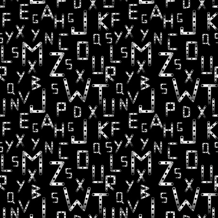 Abstract seamless background of dark metal lettersのイラスト素材
