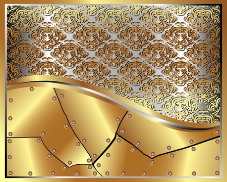 Gold frame with pattern and place for text for your designのイラスト素材