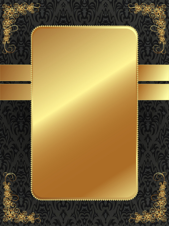 Festive dark background with gold plate and the patternのイラスト素材
