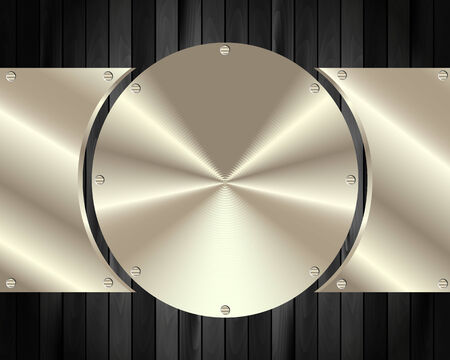 The metal frame on a dark wooden background for your designのイラスト素材