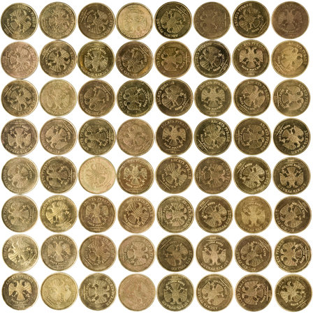 ruble coins on white backgroundの写真素材