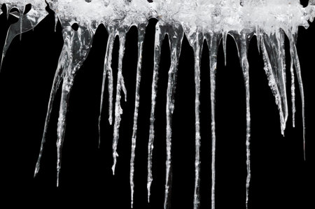 Icicles on a black background