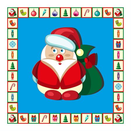 Christmas set  Santa Claus, emblems and other decorative elements. Vector illustrationのイラスト素材