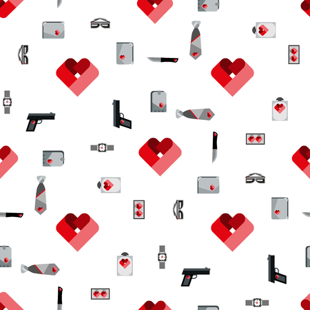 Pattern St. Valentines Day Symbols men Accessories Icons Set Flat Design Template Vector Illustrationのイラスト素材