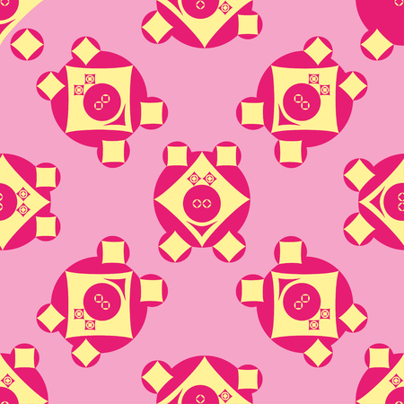 Pig sign seamless pattern on rosa background. Vector illustration.のイラスト素材