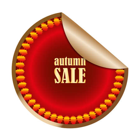 Autumn sale round blue sticker isolated on white.のイラスト素材