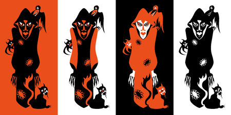 Set of halloween party decoration design elements. illustration.のイラスト素材