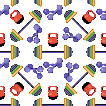 Seamless sport equipment pattern background. Active lifestyle illustration.のイラスト素材