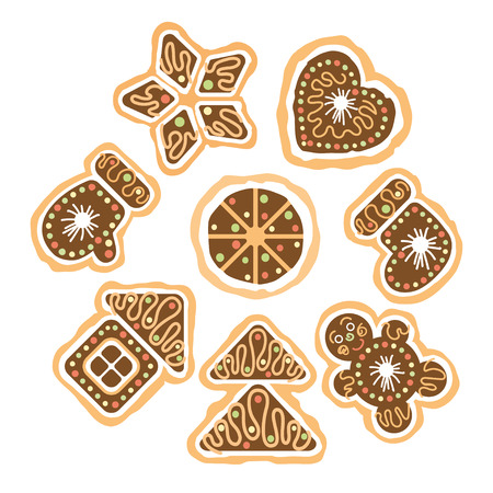 Set of gingerbread, elements for christmas design.のイラスト素材