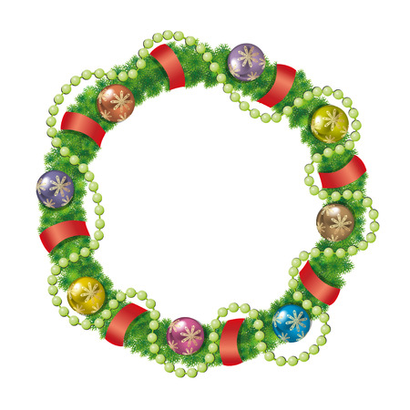 Christmas wreath greeting card vector illustration decoration.のイラスト素材