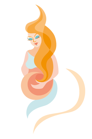 Pregnant woman stylized silhouette, mother care icon.のイラスト素材