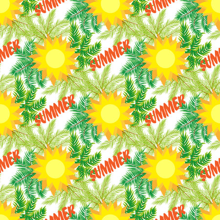 Palm trees and sun background. seamless pattern