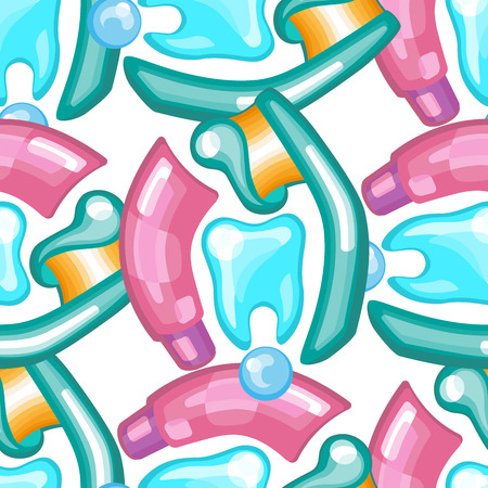seamless pattern dentistry tooth close up picture on blue vector illustrationのイラスト素材