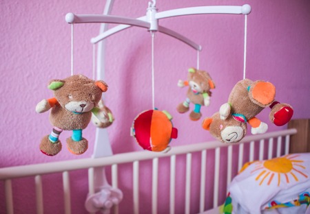 baby musical animal mobile focusing, Selective focus.の写真素材
