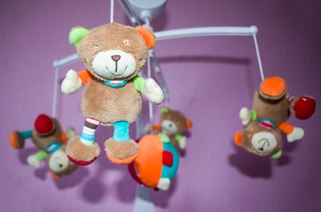 baby musical animal mobile focusing, Selective focus.の写真素材