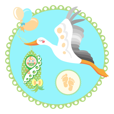 Stork with babyのイラスト素材