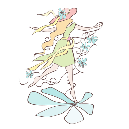 8 march. Happy Women s Day Silhouette of a woman .のイラスト素材