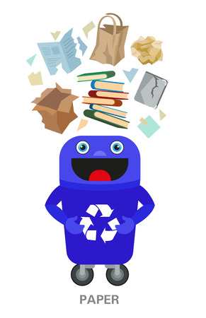 Waste sorting and recycling concept. Color ilustration.のイラスト素材