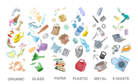 Waste sorting management concept separation garbage disposal refuse bin illustrationの写真素材