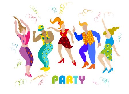 Vector image of men and women at the party. Silhouettes isolatedのイラスト素材