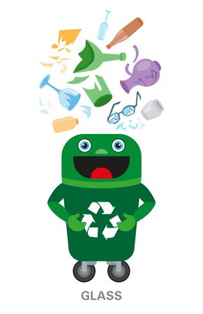 Waste sorting and recycling concept. Color ilustration. Glass.の写真素材