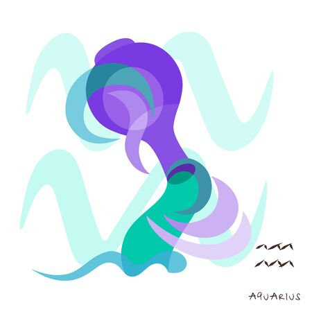 Zodiac sign Aquarius. Vector illustration in the style of minimalism. The symbol of the astrological horoscope.のイラスト素材