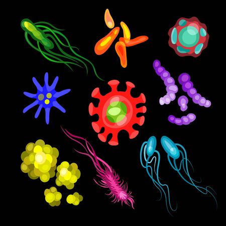 Microbe and pathogen, virus pattern microbes bacteria vector illustrationのイラスト素材