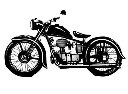 Hand Drawn Engraving Pen and Ink Motorcycle Vintage Vector Illustrationのイラスト素材