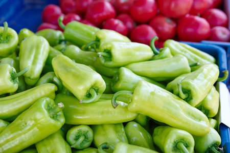 Green pepper on the vegetable market