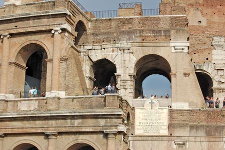 The Colosseum, famous ancient amphitheater in Rome, Italy.の写真素材