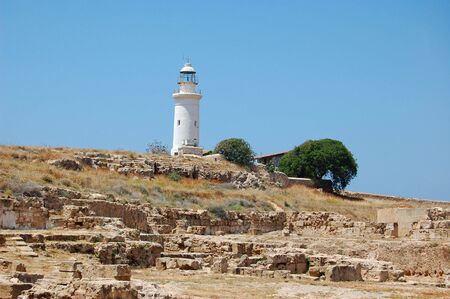 Beacon on a background of ruins in Paphos. cyprusの写真素材