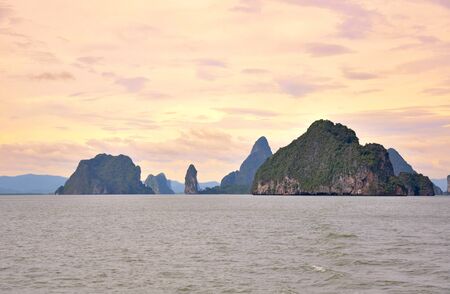 Beautiful sunset in Phang Nga Bay. Thailand, Phuketの写真素材