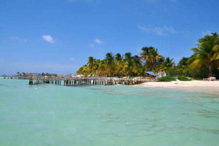 perfect tropical beach in Isla Mujeres, Mexico, Yucatanのeditorial素材