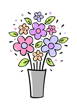 11 Flowers in vase-gray illustration on white background Vectorのイラスト素材