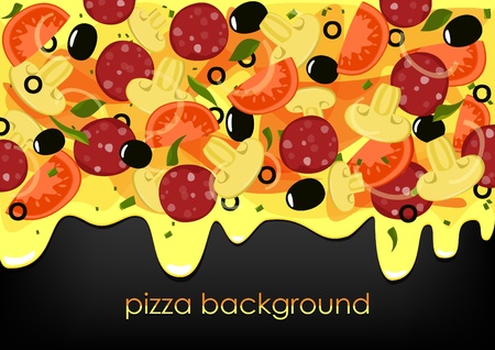 Pizza on black background with place for text  のイラスト素材