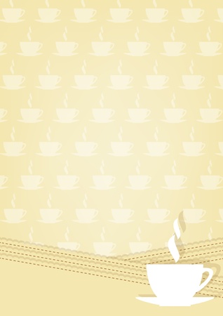 Beige background with cup of hot drink and ornament  のイラスト素材