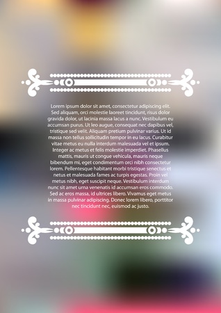 Vertical color blurred background with white ornament and place for text のイラスト素材