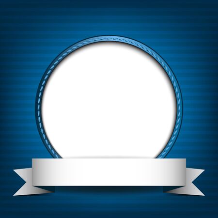 White circle with place for text or image on blue striped background  のイラスト素材