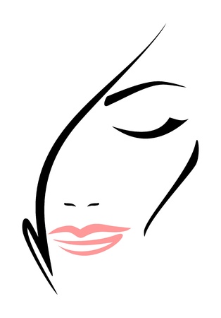Beautiful woman s face with closed eyes on white background  のイラスト素材